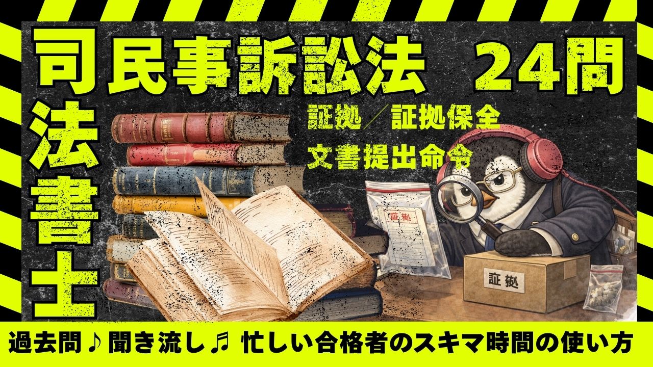 司法書士試験|民訴|証拠調べ・証拠保全|文書提出命令まで|肢別過去問|24問